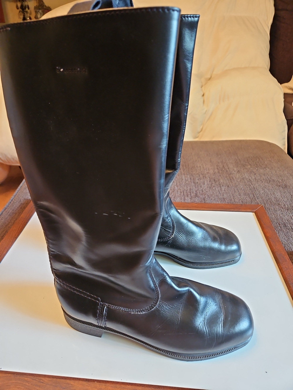 Men's German Officer Size 28.5 / US 10.5 Black Leather Tall Riding Boots